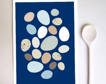Keuken Wall Art - Indigo eieren - hoge kwaliteit FineArt afdrukken