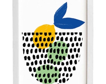 Kitchen art print Citrus Bowl  / White 11"x15" - archival fine art giclée print