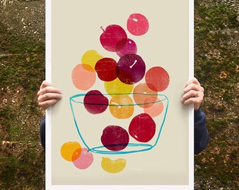 Kitchen Art poster print - Plums - Summer Fruit Art / 20"x27" - archival fine art giclée print