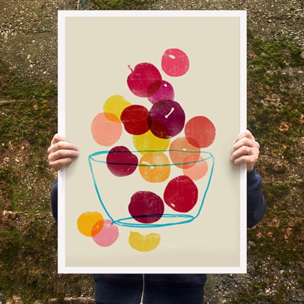 Kitchen Art poster print - Plums - Summer Fruit Art / 20"x27" - archival fine art giclée print