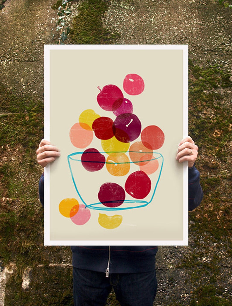 Kitchen Art poster print Plums Summer Fruit Art / 20x27 archival fine art giclée print image 1