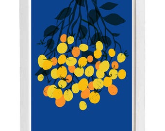 Yellow Cherry tomatoes Kitchen Art Print  11"x15" - archival fine art giclée print