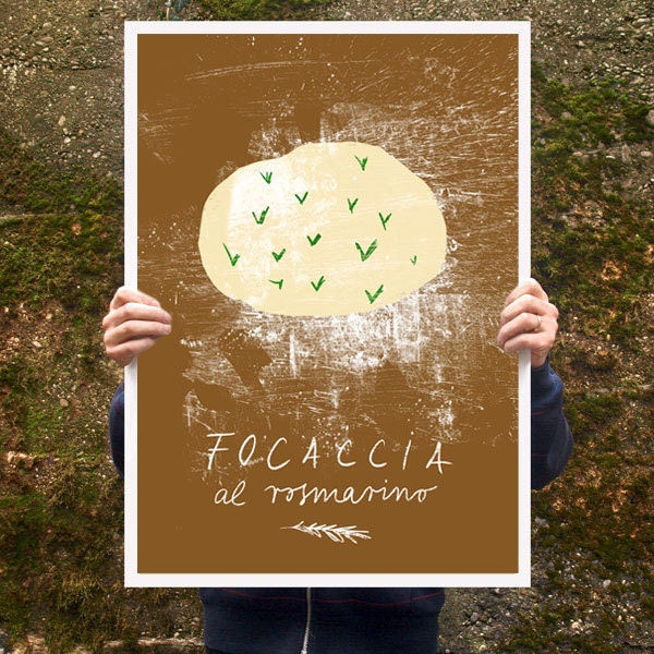 Focaccia al rosmarino Poster print  20"x27" - archival fine art giclée print