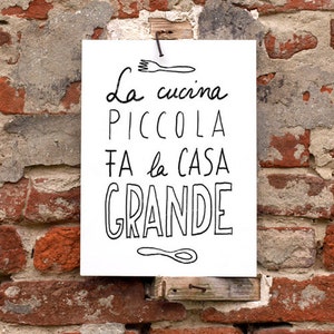 11x15' LA CUCINA italian kitchen print italy art quote typographic archival fine art giclée print image 1