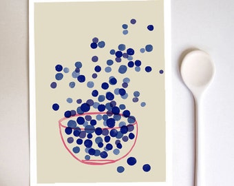 Kitchen Art print - Blueberry - Summer Fruit Art  / high quality fine art print
