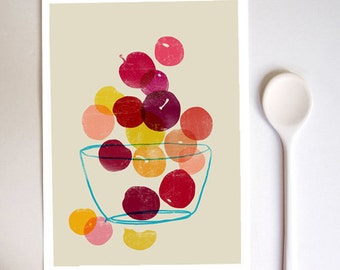 Kitchen Art print - Pruimen - Summer Fruit Art / hoge kwaliteit fine art print