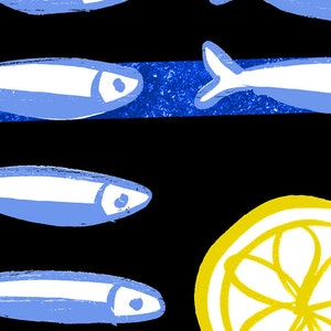 Food Print Sardines & Lemon / high quality fine art print image 2