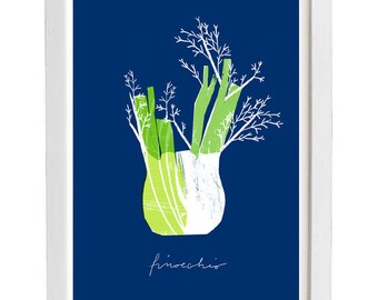 Blue Finocchio - Kitchen art print - 11"x15" - archival fine art giclée print