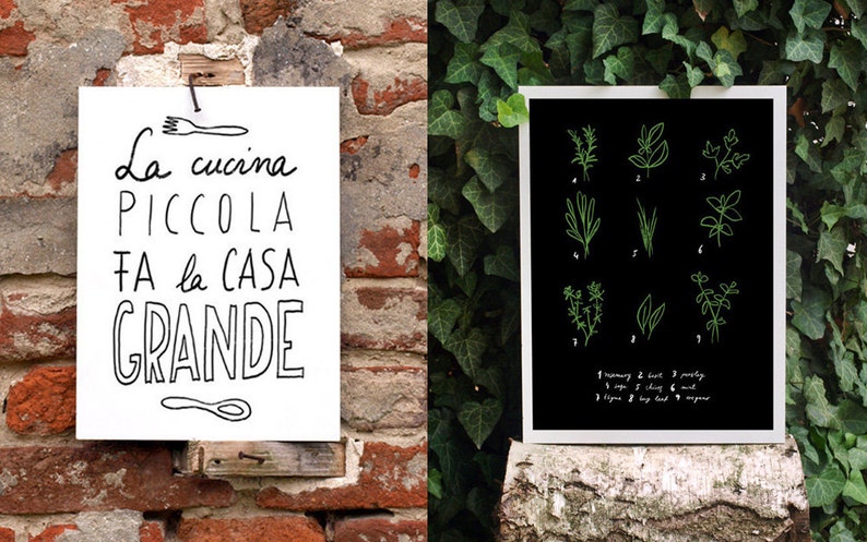 11x15' LA CUCINA italian kitchen print italy art quote typographic archival fine art giclée print image 3