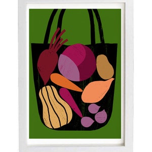 Root Veggies Bag art print  11"x15" - archival fine art giclée print