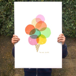 Mi piace gelato / Ice cream print 8.3x11.7 / high quality fine art print image 3