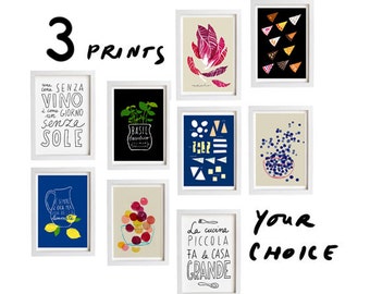 Your Choice Print Set of 3 - 11"x15" - Food Art - Kitchen Print Set - archival fine art giclée prints