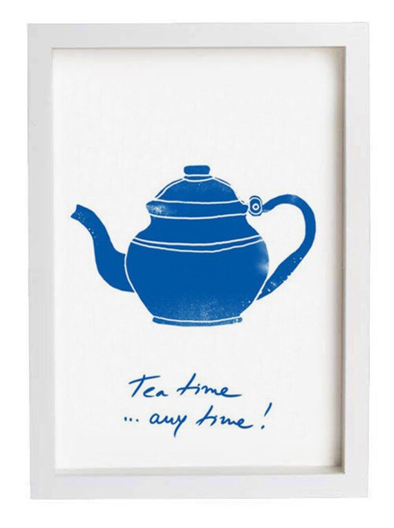 Tea Time Kitchen Art Tea pot Art for Kitchen high quality Etsy