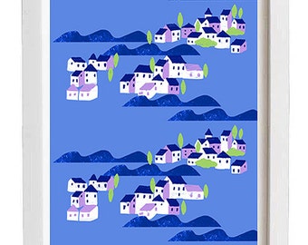 Sea villages art print - 11"x15" - archival fine art giclée print