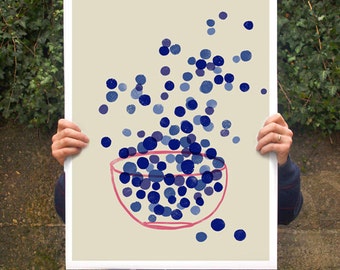 Blueberry Art poster print - Keuken Zomerfruit Art / 20"x27" - archival fine art giclée print