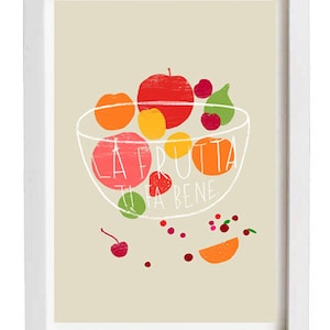 Fruit Kitchen print La Frutta /light background/ 8.3x11.7" - archival fine art giclée print