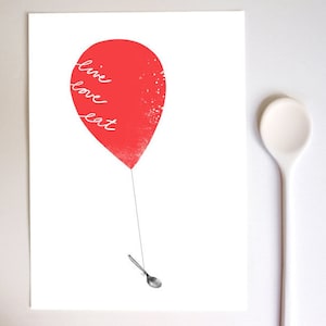 Impression d'art Red Balloon d'un dessin original disponible 5x7 ou 8x10 -   France