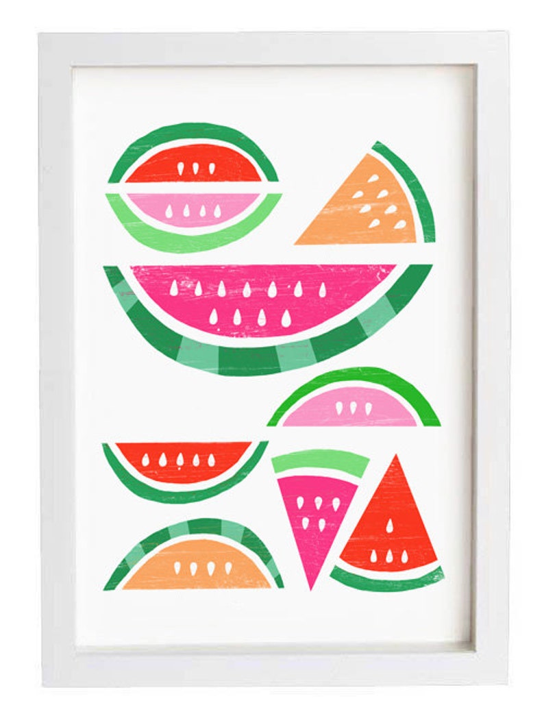 Summer Fruit Poster print Watermelon Paradise / White 20x27 archival fine art giclée print image 2