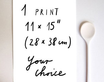 Your Choice 1 print - 11"x15" - Food Art - Kitchen Print  - archival fine art giclée print