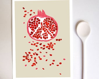 Pomegranate print - Fruit art 11"x15 - archival fine art giclée print