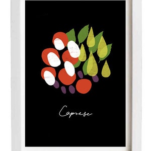 Food Art print Italian Insalata Caprese BLACK / high quality fine art print image 2