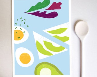 Blauwe ontbijt kunst afdrukken 11 "x 15" - archivering fine art giclée print