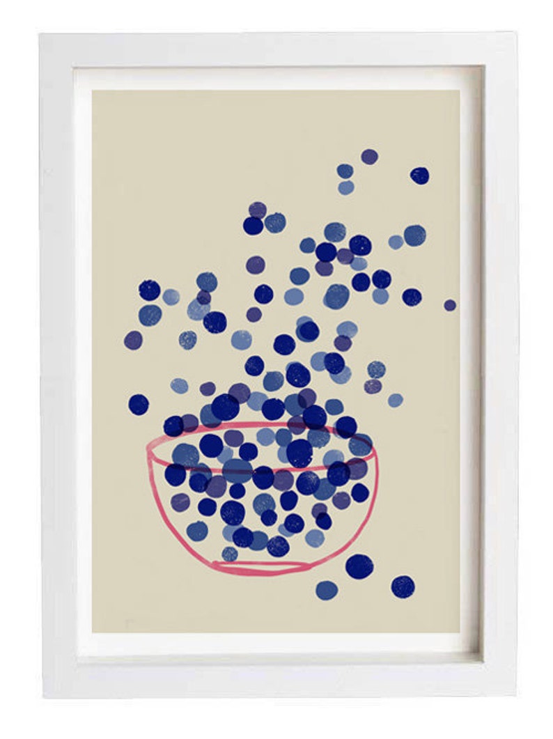 Blueberry Art poster print Kitchen Summer Fruit Art / 20x27 archival fine art giclée print image 2