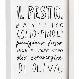 Italian Recipe - PESTO - italian kitchen poster italy art typographic  - high quality fine art print