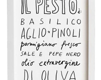 Italiaans recept - PESTO - Italiaanse keukenposter italië kunst typografisch - hoge kwaliteit fine art print