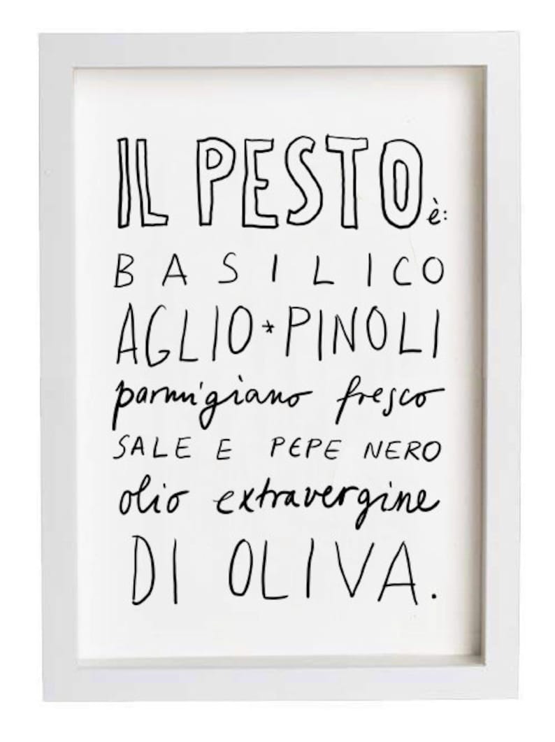 Italian Recipe PESTO italian kitchen poster italy art typographic high quality fine art print image 1