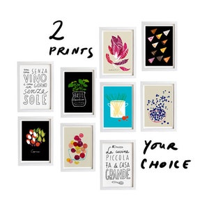 Your Choice Print Set of 2 - 11"x15" - Food Art - Kitchen Print Set - archival fine art giclee prints