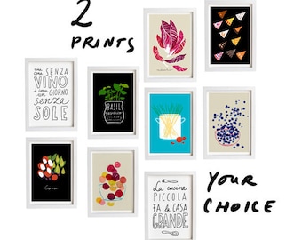 Your Choice Print Set van 2 - 11"x15" - Food Art - Kitchen Print Set - archival fine art giclee prints