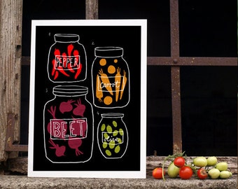 Science of pickles - Kitchen Art Print 11"x15" - Food illustration - archival fine art giclée print