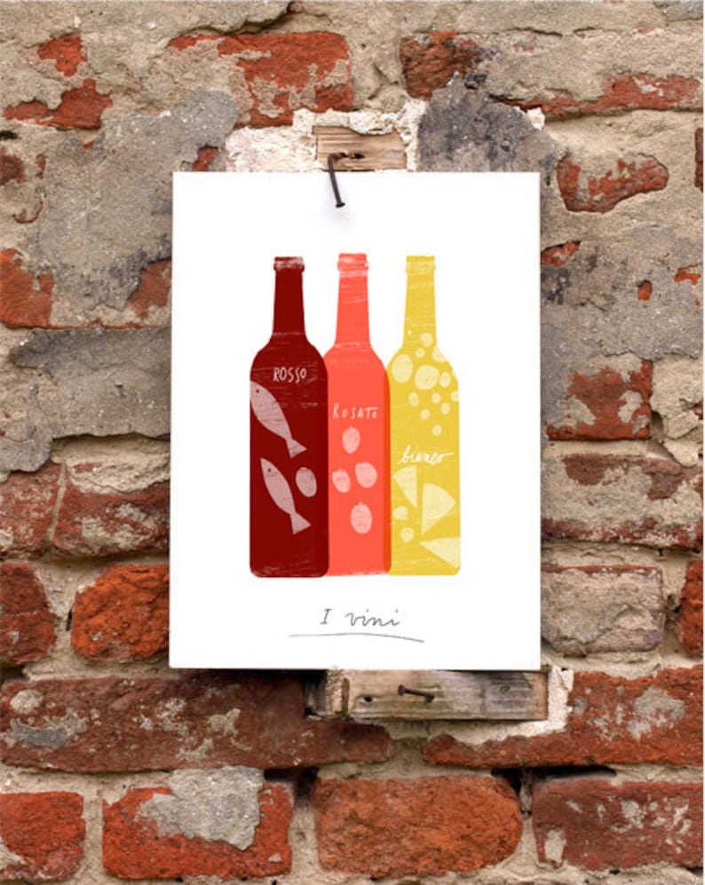 Wine Art Vino Italiano Print Art for Kitchen 11x15 Etsy