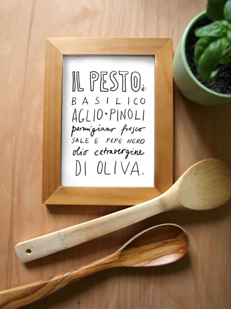 Italian Recipe PESTO italian kitchen poster italy art typographic high quality fine art print image 2
