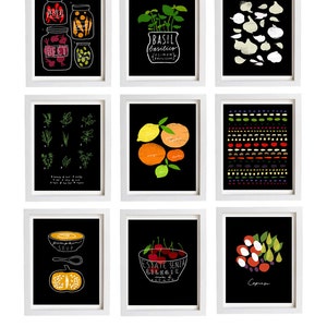 Garlic Black Kitchen Art Print / archival fine art giclée print image 3