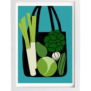 Green Veggies Bag art print  11"x15" - archival fine art giclée print