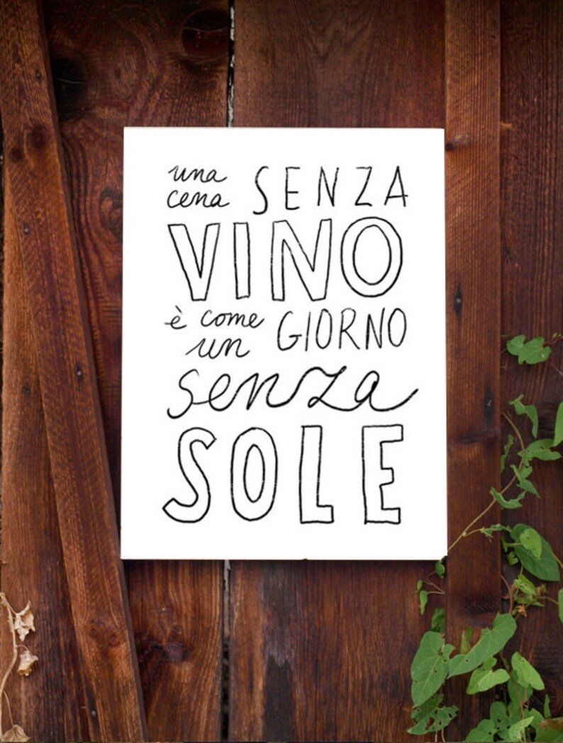 Typography Print VINO high quality fine art print 11x15 archival fine art giclée print image 1