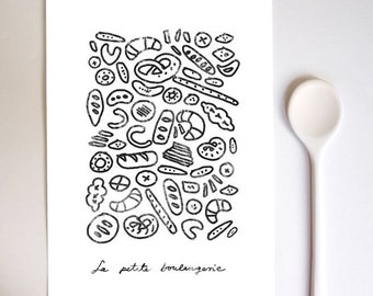 French Kitchen Print 11"x15" - La Petite Boulangerie - Paris black and white - archival fine art giclée print