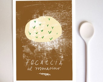 Focaccia with rosemary - Italian print - high quality fine art print A4