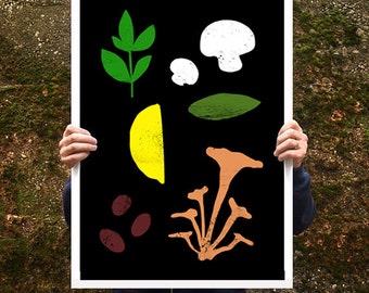 Good Food 1 Kitchen Poster print  20"x27" - archival fine art giclée print