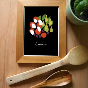 Food Art print Italian Insalata Caprese BLACK / high quality fine art print image 1