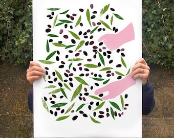 Olive Harvest poster print 20 "x 27" - archivering fine art giclée print