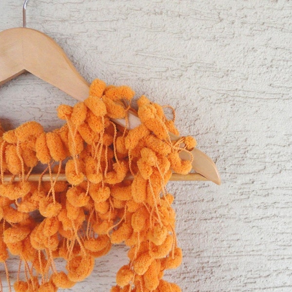 Orange Crochet Pompom Scarf for Winter dreamt fresht teamspirit