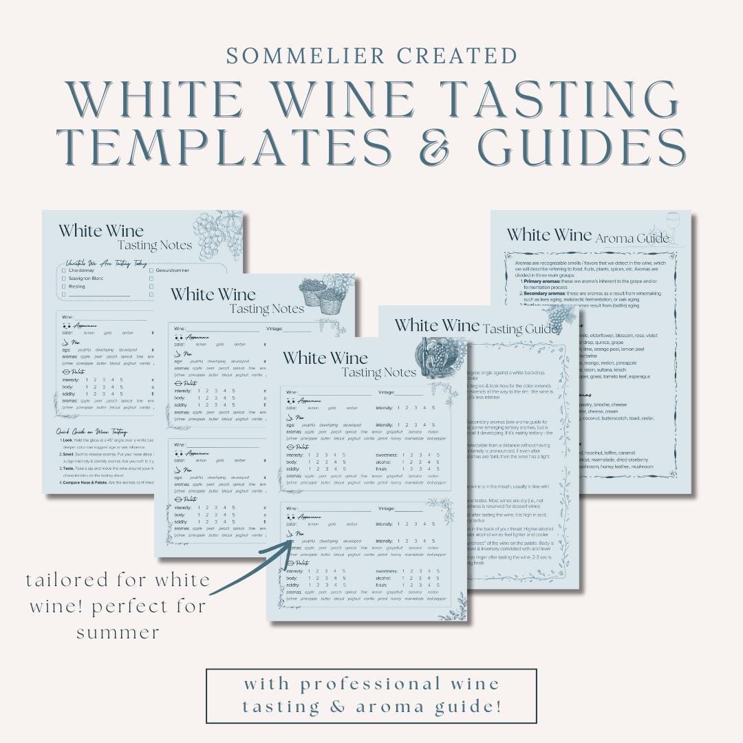 White Wine Tasting Template & Guide Crafted by Sommelier | Printable ...
