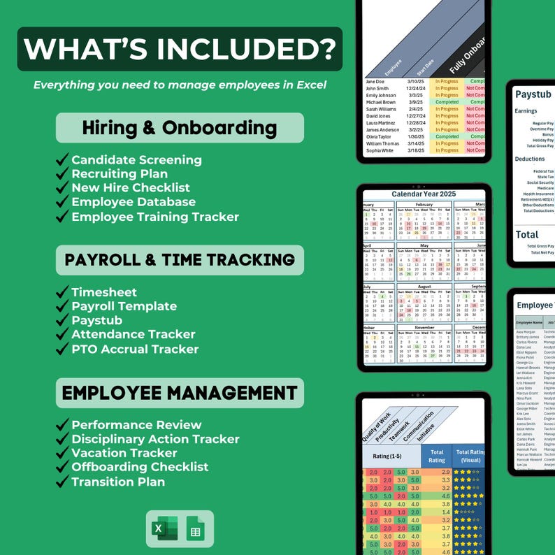 HR Template Bundle Digital Download Employee Database Management System ...