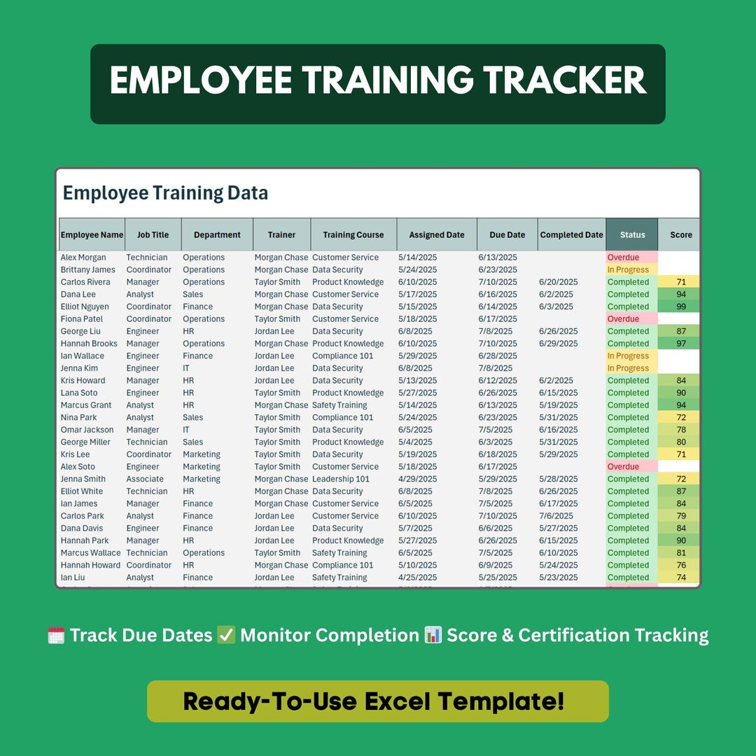 Training Tracker Simple Employee Training Tracker System Template Excel File Management System ...