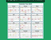 Vacation Tracking Template Excel Calendar Digital Download Office Planner Time Management System Tool Business Organization Leave Tracker