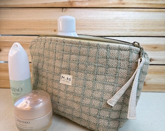 Bolsa de cosméticos hecha a mano, bolsa de maquillaje grande