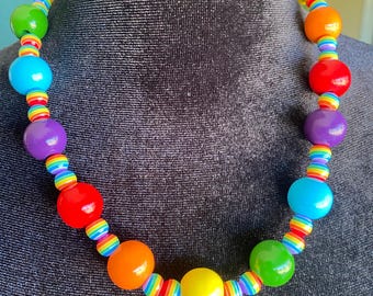 PRIDE Chunky Large and Small Wooden Rainbow Beads